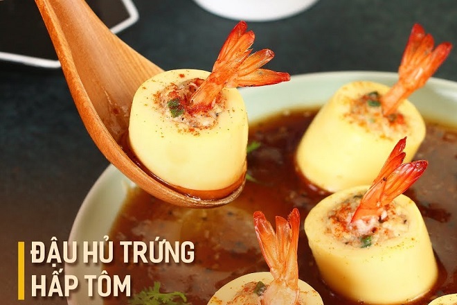 đậu hũ trứng hấp tôm