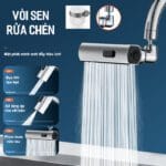 voi-sen-rua-chen-thong-minh-1 Vòi Sen Rửa Chén Xoay 360 Độ Tăng Áp 3 Chế Độ